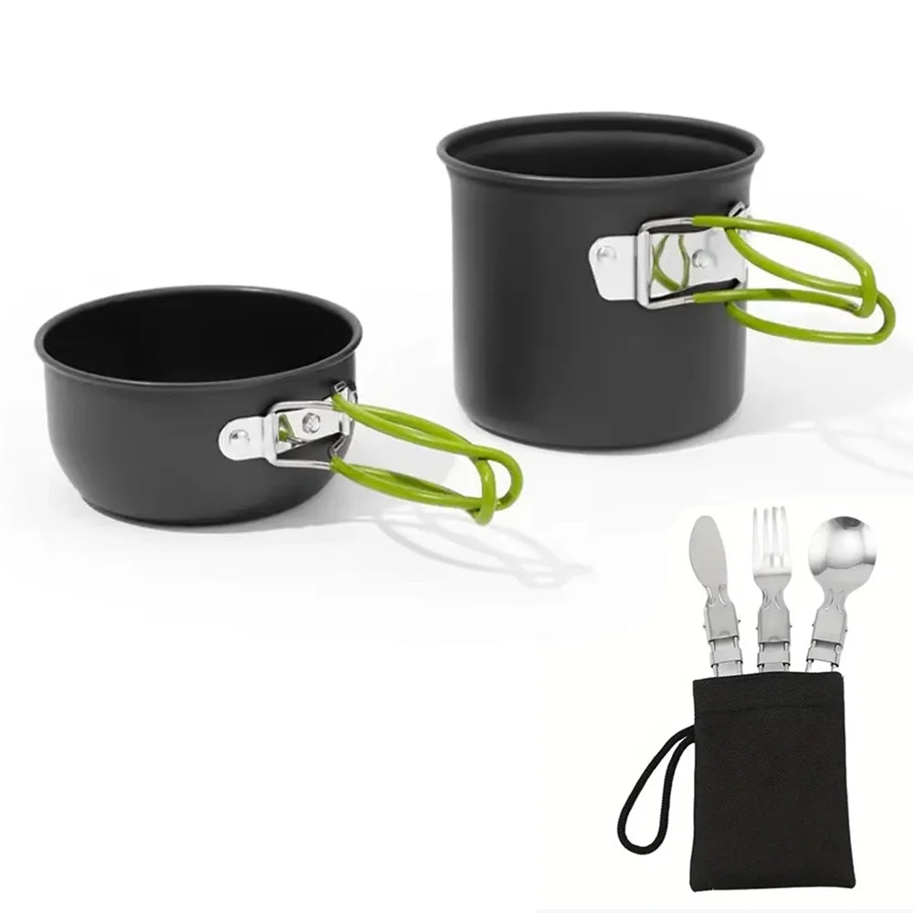 Camping Pots Cookware Set Portable Outdoor Cooking  Tableware for Hiking Trekking Picnic Fishing Mountaineering