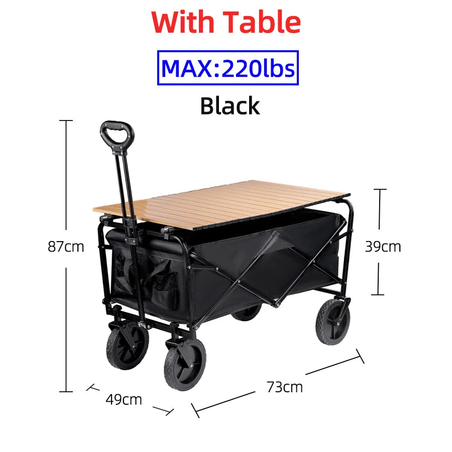 Heavy Duty Large Capacity Outdoor Camping Wagon Cart Foldable Collapsible Beach Picnic Equipment for Easy Transport