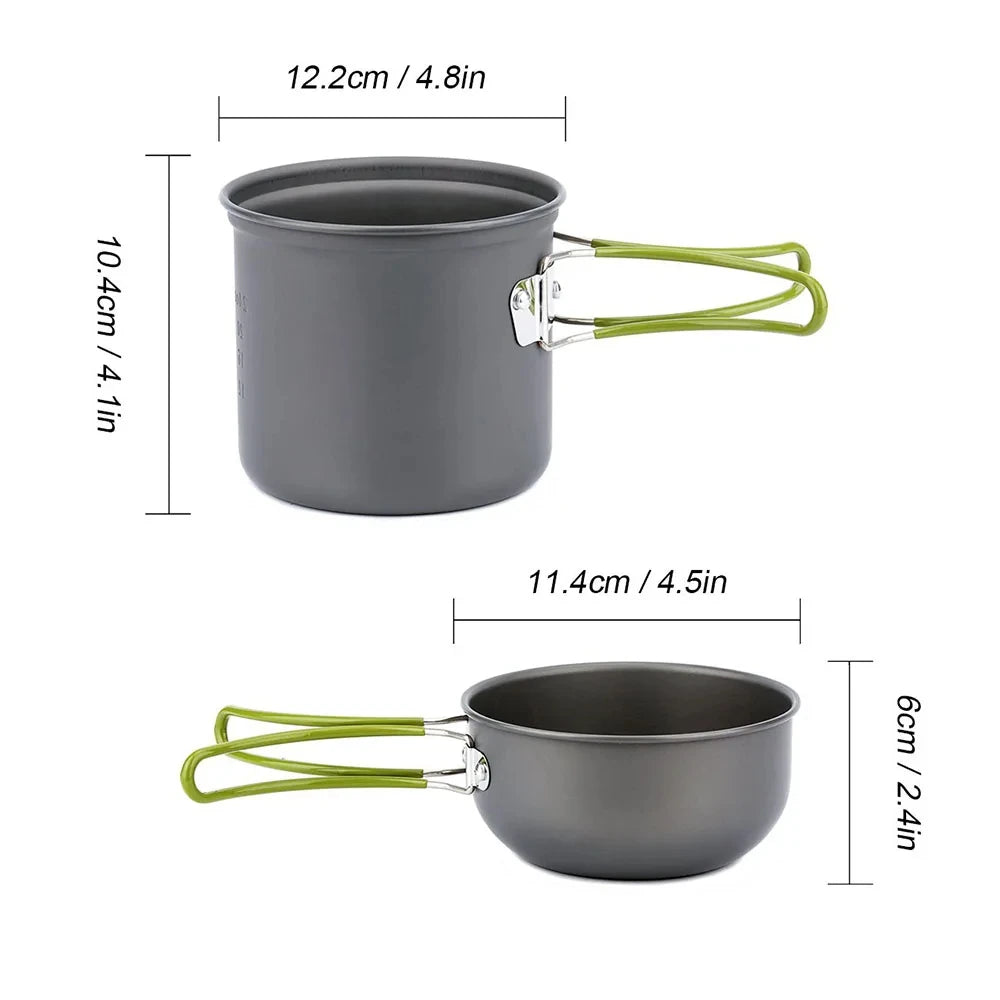 Camping Pots Cookware Set Portable Outdoor Cooking  Tableware for Hiking Trekking Picnic Fishing Mountaineering