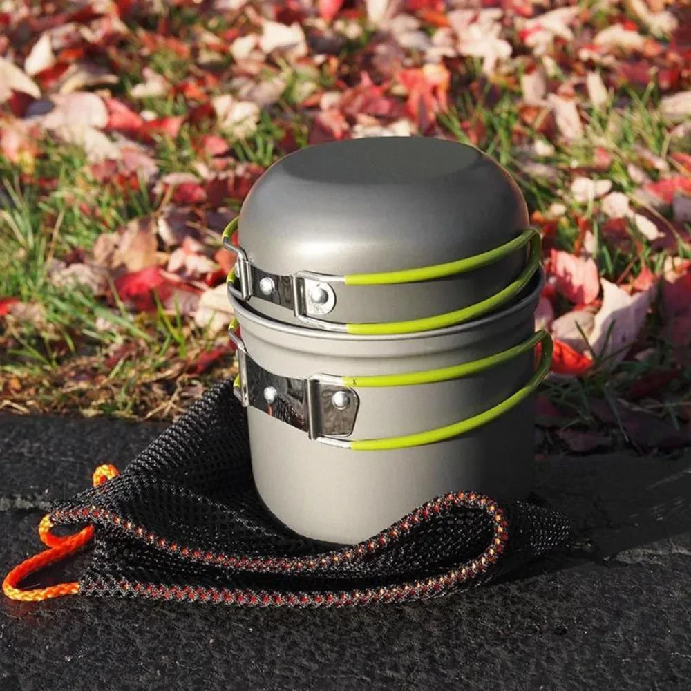 Camping Pots Cookware Set Portable Outdoor Cooking  Tableware for Hiking Trekking Picnic Fishing Mountaineering