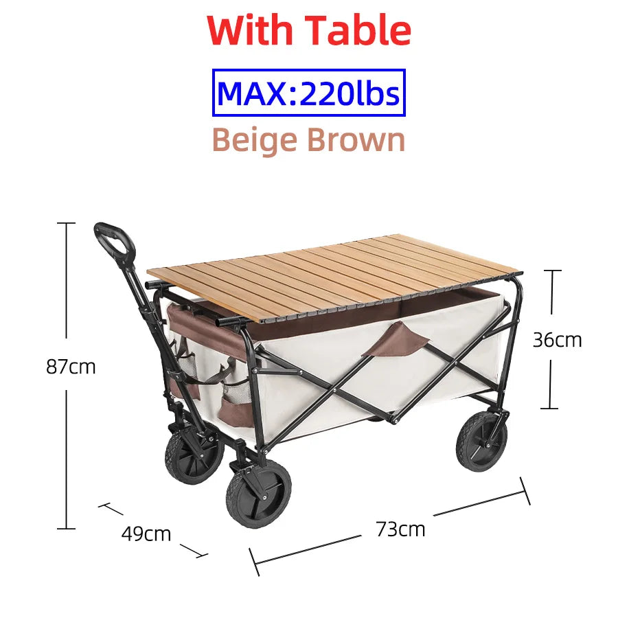 Heavy Duty Large Capacity Outdoor Camping Wagon Cart Foldable Collapsible Beach Picnic Equipment for Easy Transport