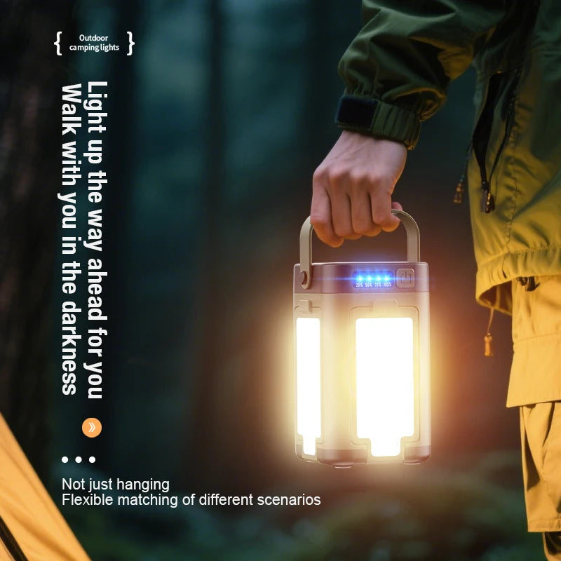 Multifunctional Camping Lamp with Solar Type-C Dual Charging Mode Expandable Light Source Design for Multiple Outdoor Scenarios