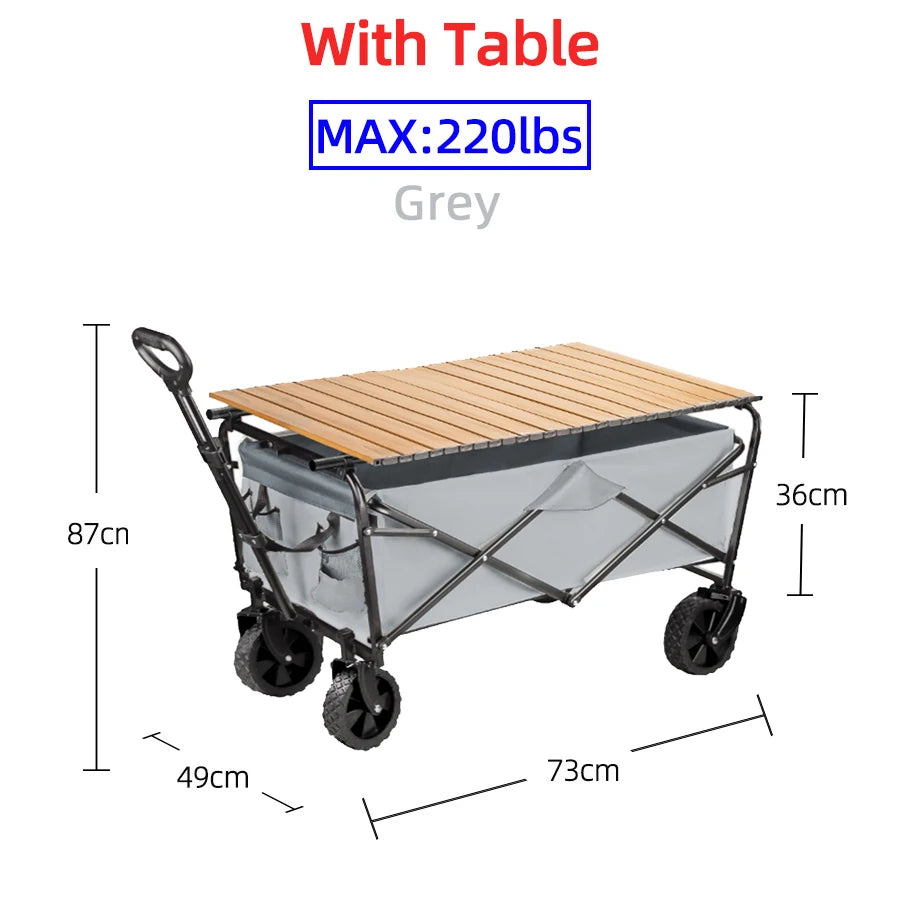 Heavy Duty Large Capacity Outdoor Camping Wagon Cart Foldable Collapsible Beach Picnic Equipment for Easy Transport