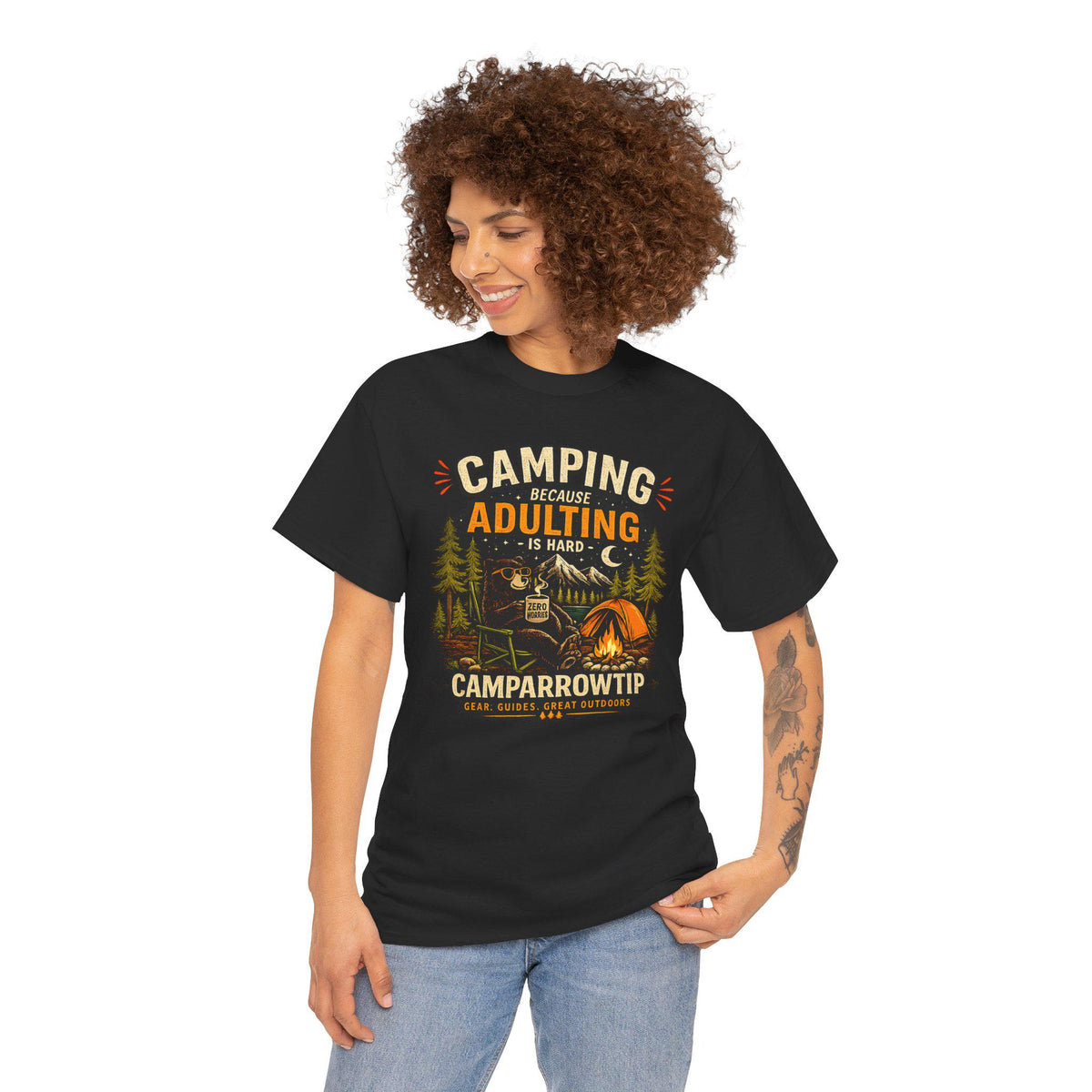 Camping Because Adulting Is Hard — CampArrowtip Graphic Tee