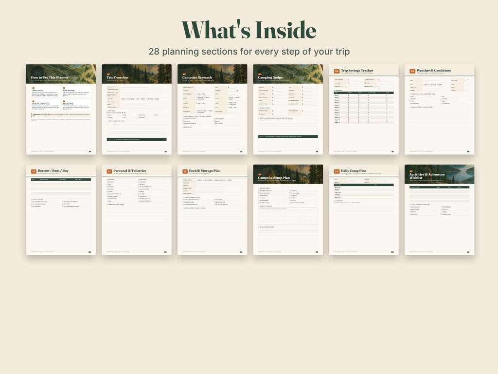 CampArrowtip 32-Page Camping Planner — Printable Digital Download