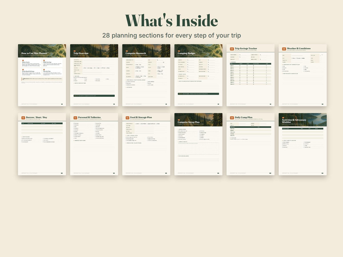 CampArrowtip 32-Page Camping Planner — Printable Digital Download