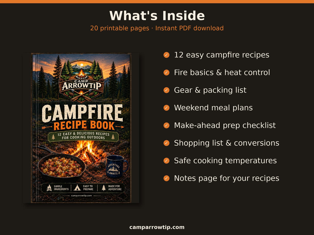 CampArrowtip Campfire Recipe Book — 12 Outdoor Cooking Recipes (Digital Download)