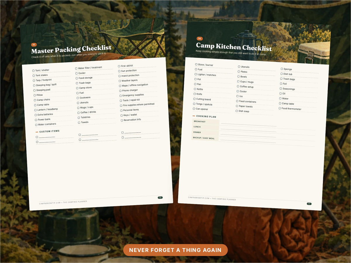 CampArrowtip 32-Page Camping Planner — Printable Digital Download