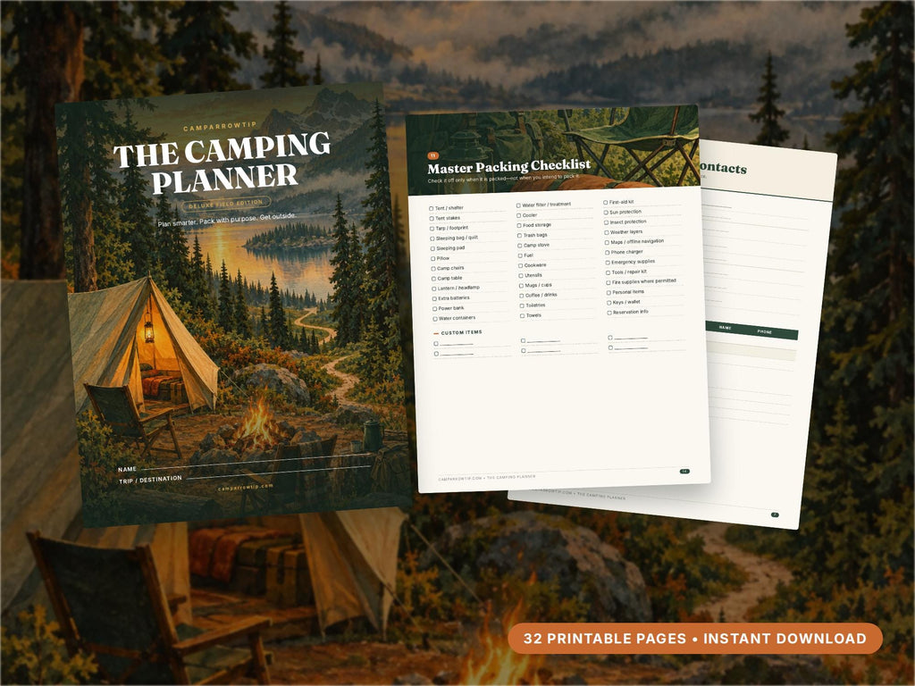 CampArrowtip 32-Page Camping Planner — Printable Digital Download