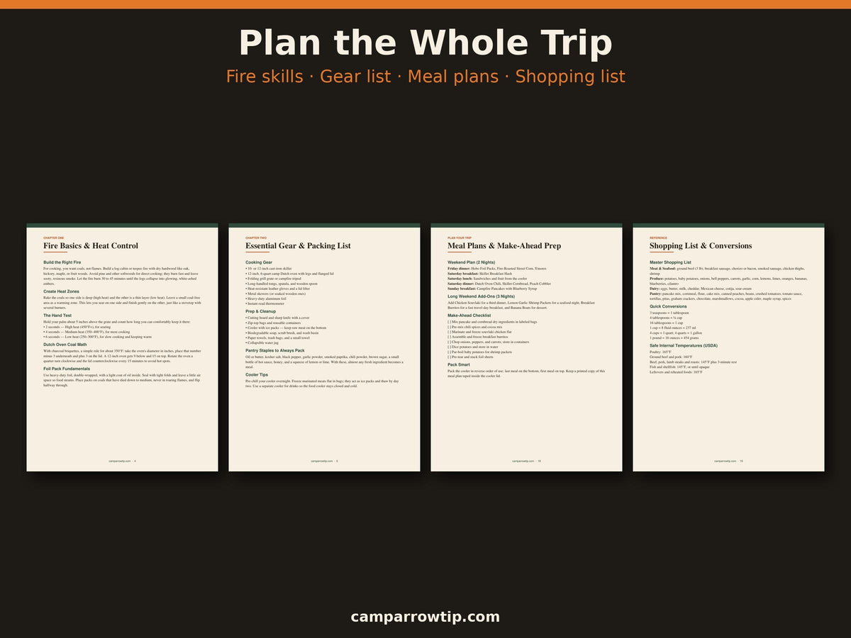 CampArrowtip Campfire Recipe Book — 12 Outdoor Cooking Recipes (Digital Download)